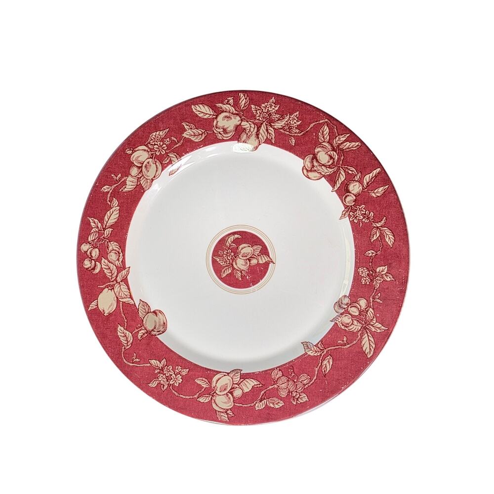 Set of 2- WAVERLY GARDEN ROOM Red Fruit Toile 11" Dinner Plates Columbia